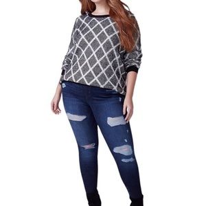 Lane Bryant Black and White Fuzzy Sweater